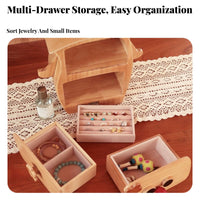 Wooden Mini Drawer Cabinet Space-Saving Cartoon Character Storage Box Desktop Drawer Organizer Great Gift Suggestion