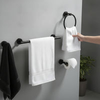 4 Pieces Stainless Steel Bathroom Hardware Set Concealed Mount Towel Bar Set with Loop Modern Towel Bar Rustproof for Guest Bath, Washroom