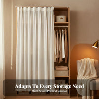 Toolcostless Installation DrillcostlessNo-Drill Shelf Fixture Hides Clutter Tension Rod particle Screen Easy to Install Cabinet Curtain adaptable for Apartment Dwellers, property owners, Wardrobe, shelving unified, Bedroom, Living Room
