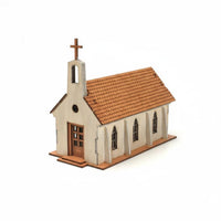 Handmade Gift 1/72 Scale Church Model Highly Detailed Scene Model Building Laser Cut Wood Construction Set Removable Roof for Hobbyists