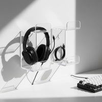 2 Pieces Wall Mount Headphone Hanger Space Saving Clear Gaming Accessory Holder Easy Installation Acrylic Controller and Headset Stand Game Room