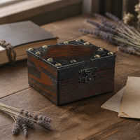Vintage Wooden Treasure Box Decorative Storage Chest for Home Decor and Props