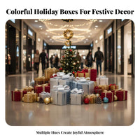Festive Design Empty Gift Box Stackable Christmas Gift Box Vibrant Colors Christmas Present Prop Sturdy Cardboard for Visual Merchandisers, Event Planners, Shopping Mall, Holiday Season, Photo Backdrop, Parties