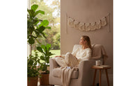 Macrame Wall Hanging Knotted Macrame Wall Hanging with Wooden Beads Decor Fringed Handmade for Living Room, Bedroom