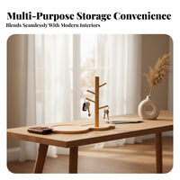Entryway Key Holder Versatile Key Holder Tree Solid Wood Desktop Organizer Tray for Homeowners, Adults, Bedroom, Living Room, Nightstand