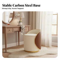Light Luxury Design Round Low-Back Upholstered Stool Multipurpose Upholstered Dressing Seat Multifunctional Home Seating High-Density Cushion for Adults, Homeowners, Women, Living Room, Makeup Area, Bedroom, Entryway