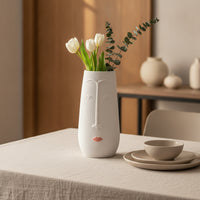 Ceramic Face Vase Textured Sculptural Face Vase Minimalist Decor for Living Room, Entryway Console