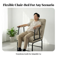 Multifunctional Design Folding Sleeper Chair Foldable Convertible Chair Bed Space-Saving Folding Sofa Bed Padded Cushion for Shut Ice Workers, Apartment Dwellers, Small Areas, Bedroom, Dorm Room, Balcony