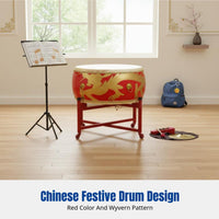 Flat Drum, Cowhide, Chinese Red, Yang Wood, For Dance, Teaching, Event, Percussion