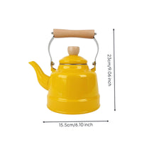 Enamel Tea Kettle Enameled Teapot with Wood Handle Induction-Safe for Kitchen