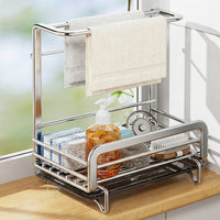 Sink Organizer for Kitchen with Punch Wall Mounted Design, 201 Stainless Rack & Dish Drying Countertop drain Tray for Tidy Organization