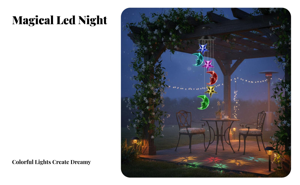 Solar Hummingbird Wind Chime LED Hummingbird Hanging Light Automatic activation/Off Color Changing Garden Mobile for Patio, Yard, Balcony