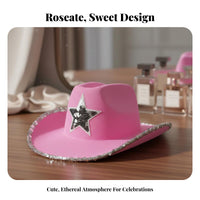 Pink Cowgirl Hat Universal Fit Pink Tiara Cowgirl Hat Rhinest Single Accents for Girls, Women, Western Themed Events, Bridal Shower Parties, Festivals