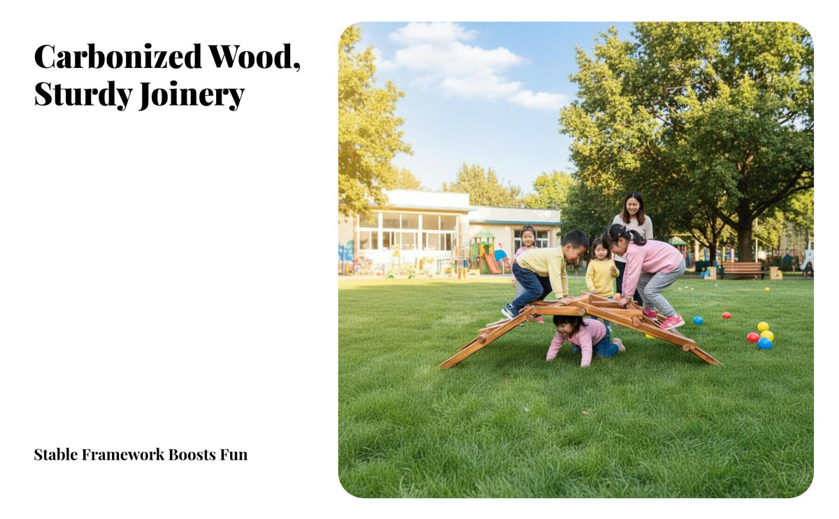 Mortise and Tenon Interlocking Blocks Strong Load-Bearing Carbonized Wood Play Structure Resilient Large Wooden Building Blocks for Playground