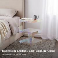 Rainbow Color Iridescent Acrylic Table Modern aesthetic Iridescent Square Table Minimalist Household Furnishing Space-Saving for Design aficionados, Interior Decorators, Living Room, Beside Sofa, Bedroom, Small Spaces