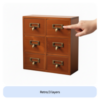 Library Card Catalog Cabinet Rustic Decor Desktop Organizer Compact Size Fully Assembled for Hobbyists, Students, Countertop