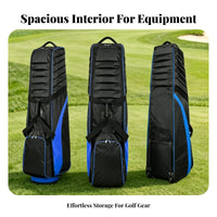 Waterproof Wheeled Golf Travel Bag Wear-Resistant Golf Travel Bag Quilted Sports Luggage Full-Length Zipper for Transport