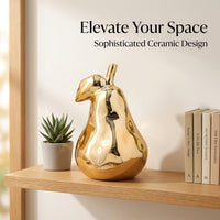 Home Decoration Ceramic Pear Figurine with Glossy Lustrous Finish for Living Room Decor, Modern Porcelain Ornament Statue, Decorative Piece
