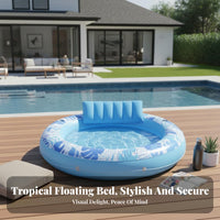Foldable Round Inflatable Tanning Pool Portable Inflatable Tanning Pool Built-in Cup Holders for Couples, Tanners, Backyard, Beach, Vacation