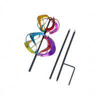 Black Support Pole Rainbow Wind Spinner Stake Ground-Mounted Garden Wind Spinner Stake Colorful Revolving Stake Assembled for Lawn, Patio