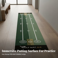 Non-Slip Base Golf Putting Mat Easy Storage Putter Training Mat Roll-up Design Putting Practice Carpet Alignment Guides for Golfers, Beginners, Office Workers, Home, Backyard, Garage, Balcony