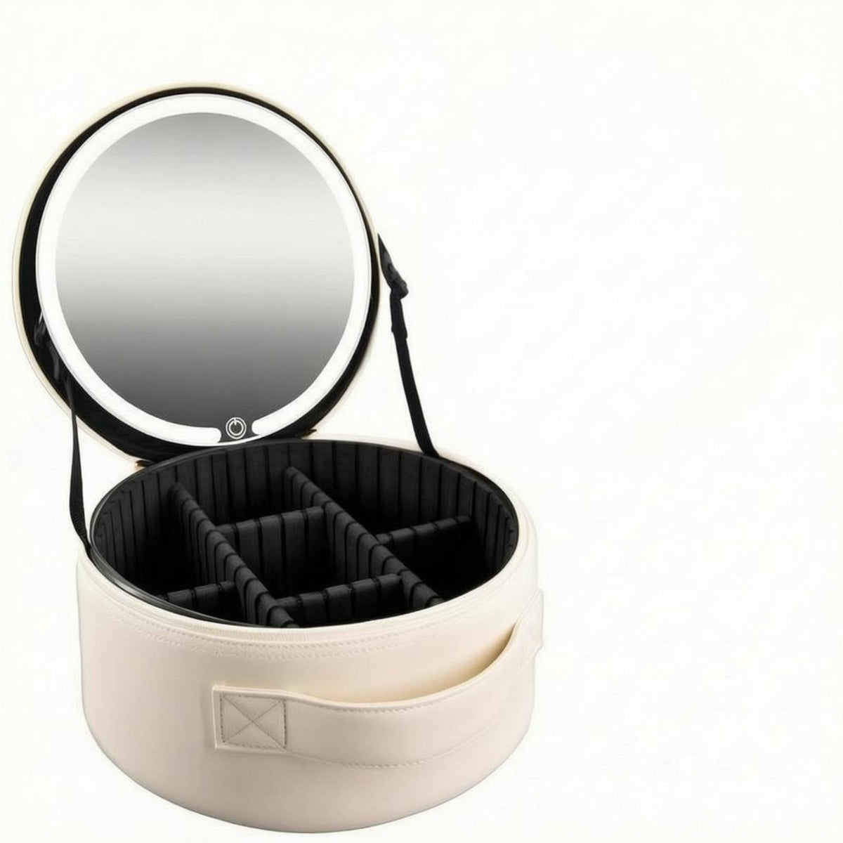Adjustable Brightness Travel Makeup Bag with Light Divided Compartments Makeup Case with Mirror Hard-Sided Personal Care Storage 3 Color Temperatures