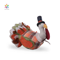 Harvest Thanksgiving Fabric Turkey Decoration with Hat