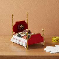 3 Pieces European Design 1:12 Scale Bed Set Ornate Gold Trim Mini Princess Bed Floral Textile Mini Sofa Set Realistic Details for Collectors, Model Room