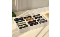 Glasses Display Tray with 15 Compartments Linen-Textured Eyewear Display Tray Open-Top Slim-Profile for Retailers, Vanity Tables
