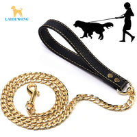 Stainless Steel Gold Dog Chain Leash, 11.5mm Wide, NK Chain