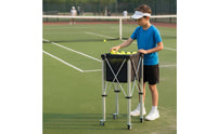 Lightweight Aluminum Frame Folding Tennis Ball Carrier Large Capacity Rolling Tennis Ball Basket Wheels with Brakes Sports Equipment for Training