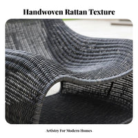 Minimalist Design Low-Profile Woven Chair Weather-Resistant Woven Scoop Armchair Breathable Weave Seating Furniture Handwoven for Adults, Homeowners, Book Lovers, Balcony, Garden, Sunroom, Lounge Area