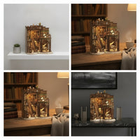 Bookshop Miniature Kit with Bookstore DIY Bookshop Miniature Kit with Illuminated for Bookshelf