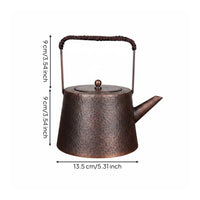 Thickened Handmade Copper Teapot Retro Design Large Copper Tea Kettle for Water Boiling, Outdoor, Ceramic Cooktop