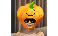 Halloween Pumpkin Hat Universal Fit Pumpkin Hat Soft Jack-O'-Lantern Head Headpiece for Adults
