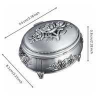 Vintage Metal Jewelry Box Presentable Storage Decor Rustproof for Vanity
