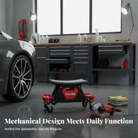 Heavy-Duty Steel Construction Car Detailing Rolling Stool 360-Degree Swivel Casters Auto Detailing Stool Easy Glide Movement for Mechanics