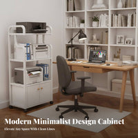Multi-Tier Office Shelf on Wheels Large Capacity Rolling File Storage Cart Space Saving Mobile Printer Stand for Homeowners, Workspace, Study Room