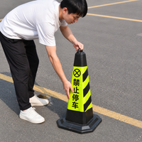 Reflective Traffic Cone, 70cm, Yellow & Black, PVC, High-Brightness Reflective, Pylon, Triangle Cone, For Parking Lots & Construction Sites