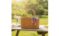 Shopping Basket with Bow Wicker Basket with Double Handles Sturdy