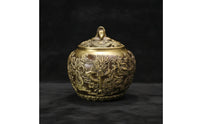 Metal Tea container with Dragon Motif Ornate Metal Tea Container with Lid Decorative container for Collectors, Home Display, Office Decor