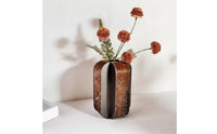 Vase with Horsehair Panel Minimalist Decorative Metal Vase Bronze for Tabletop