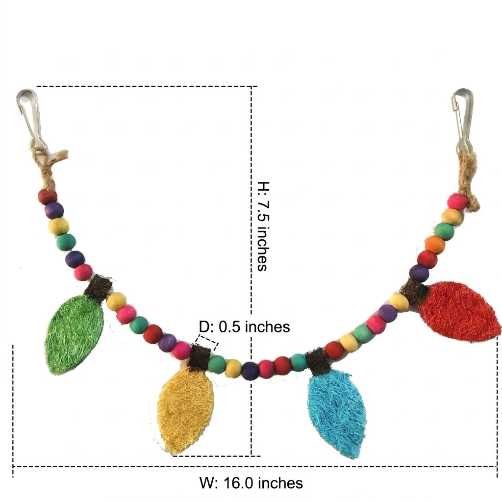 Loofah Bird Toy Linear Strand Parrot Training Toy for African Grey, Hanging Foraging Bird Cage Toy for Small Medium Pet Birds