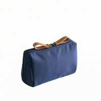 Portable Compact Travel Makeup Bag Soft Textile Zippered Cosmetic Pouch Smooth Finish Travel Makeup Bag
