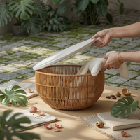 Woven Basket with Lid Waterproof Laundry Hamper Multi-Functional for Dorm Room