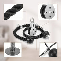 360-Degree Rotating Home Gym Pulley System Silent Pulley System with Tricep Rope Smooth Cable Machine Attachment Kit Heavy-Duty for Athletes