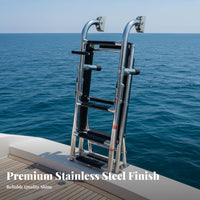 Stainless Steel Deck Mount Ladder Foldable Boarding Ladder Yacht Bathing Step Non-Slip Steps Aquatic Hardware