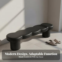 Padded Highlight Bench Upholstered Design billowyShaped Seat Luxuriously Soft Upholstery Long Stool for Homeowners, Interior Designers, Bedroom