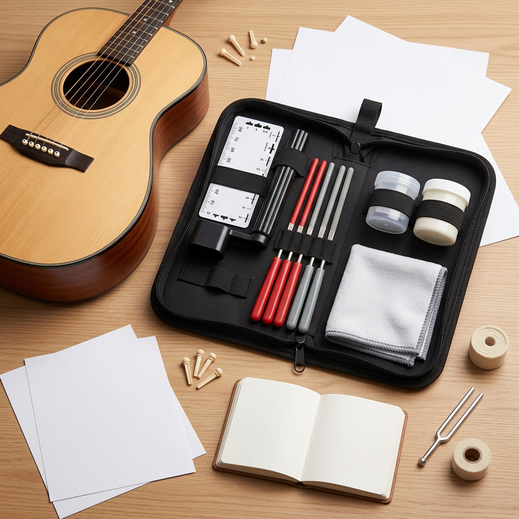 Professional Guitar Repair Tool Kit, Portable Maintenance Kit with Carry Bag, Luthier Tools for Acoustic Electric Bass, Organized Storage