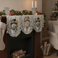 Christmas Snowman Gold Hat Fireplace Mantel Scarf for Holiday Party Decor